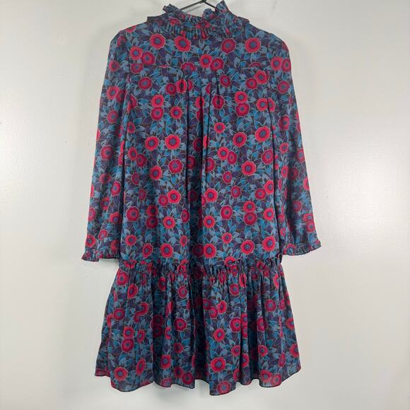 Marc By Marc Jacobs Tiered Mini Dress Womens Size 2 Preppy Multicolor Floral - Picture 3 of 8